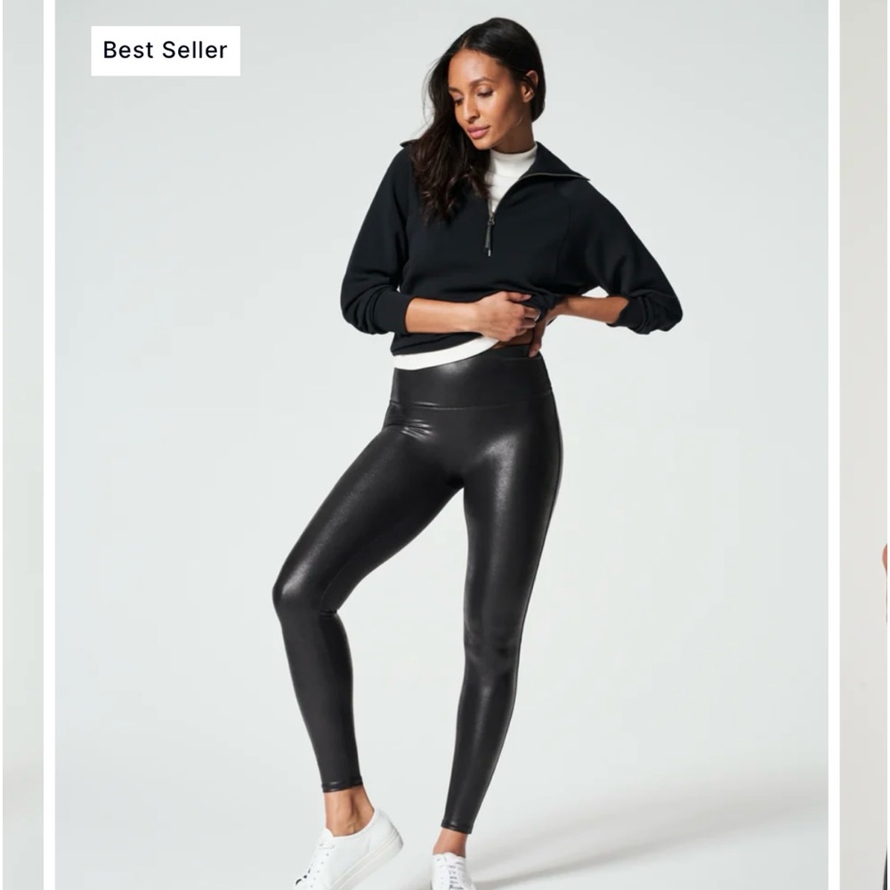 SPANX faux leather leggings, size S in black, excellent condition